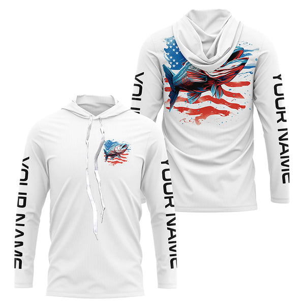 Personalized American Flag Bass Long Sleeve Fishing Shirts, Patriotic Bass Fishing Gifts IPHW5939