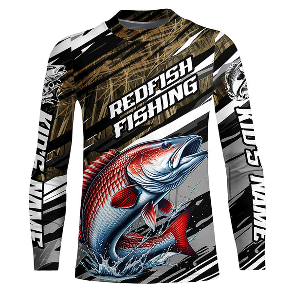 Personalized Redfish Fishing Long Sleeve Performance Shirts, Redfish Fishing Camo Jerseys IPHW6234