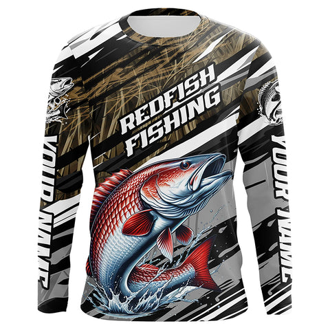 Personalized Redfish Fishing Long Sleeve Performance Shirts, Redfish Fishing Camo Jerseys IPHW6234
