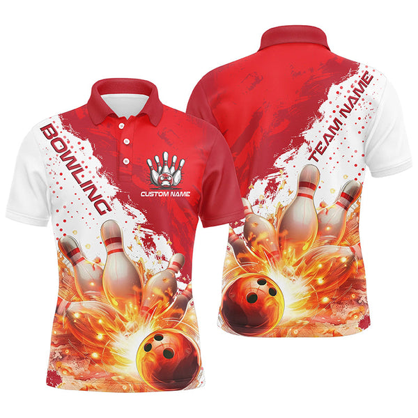 Red Flame Strike Bowling Custom Team Shirts For Men And Women, Bowlers Outfit Bowling Team Jersey IPHW6254