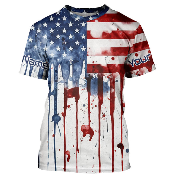 Custom American Flag Long Sleeve Performance Fishing Shirts, Patriotic 4Th Of July Fishing Jerseys IPHW4896