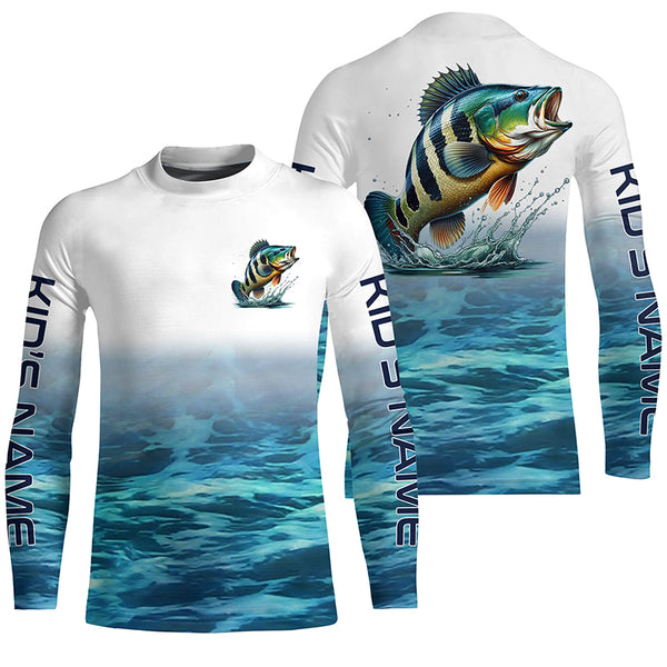 Personalized Peacock Bass Long Sleeve Performance Fishing Shirts, Peacock Bass Fishing Jerseys IPHW6002