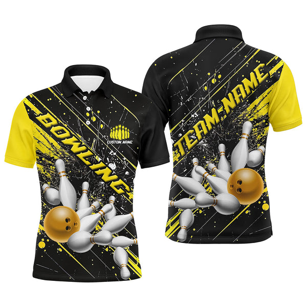 Gold Strike Bowling Custom Team Shirts For Men And Women, Bowling League Outfits For Bowlers IPHW6335