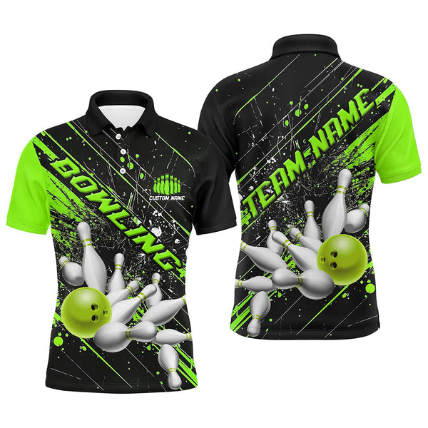 Green Strike Bowling Custom Team Shirts For Men And Women, Bowling League Outfits For Bowlers IPHW6336