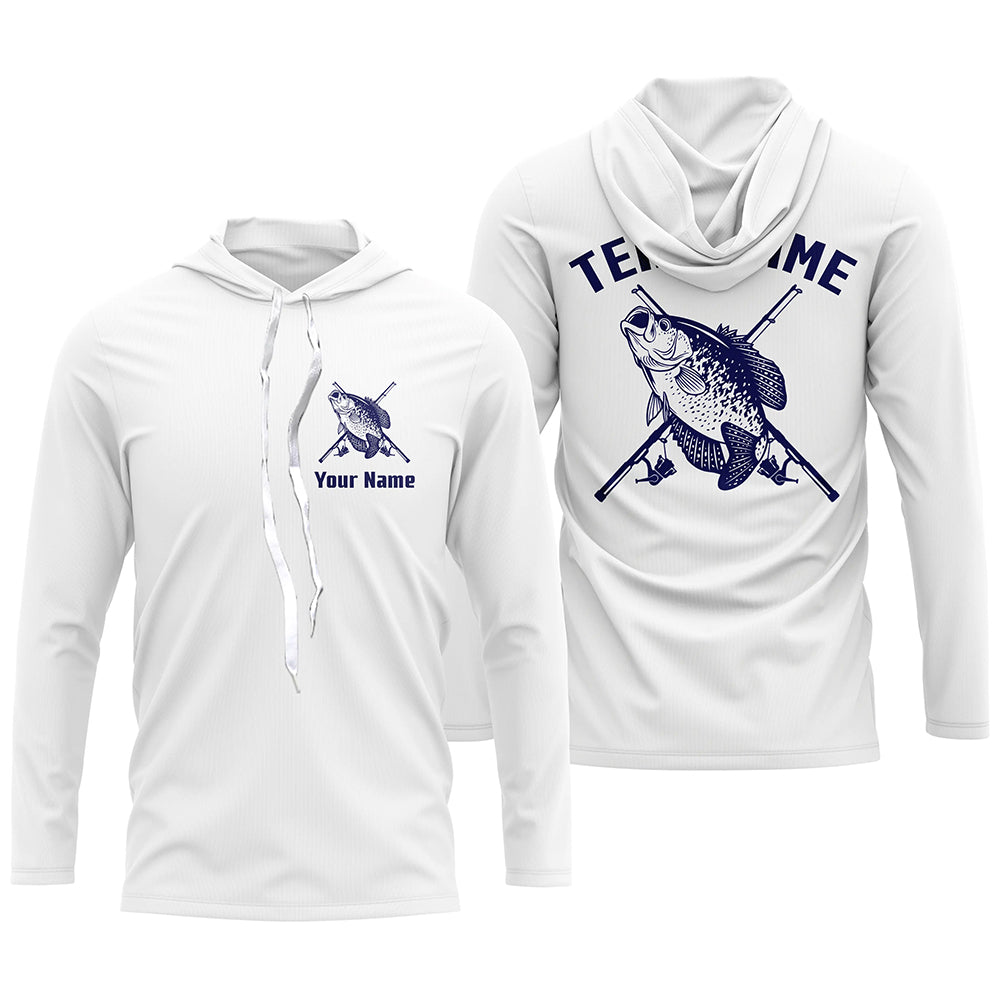 Custom Crappie Long Sleeve Tournament Team Fishing Shirts, Crappie Fishing Team Jerseys IPHW5102 Long Sleeves Hooded UPF / S
