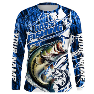 Largemouth Bass Fishing blue camo UV protection Custom name long sleev –  Myfihu