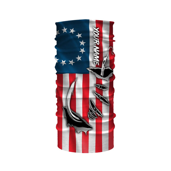 3D Fish Hook Old American Flag Custom Fishing Shirts, Patriotic Long Sleeve Fishing Shirts IPHW4787