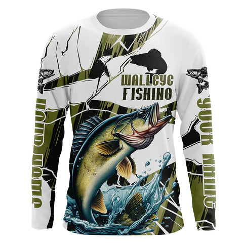Wallyee Fishing Custom Long Sleeve Tournament Shirts, Fishing Camo Walleye Fisherman Jerseys IPHW6455