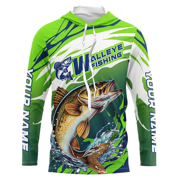 Personalized Walleye Fishing Jerseys, Walleye Fishing Long Sleeve Tournament Fishing Shirts IPHW7026