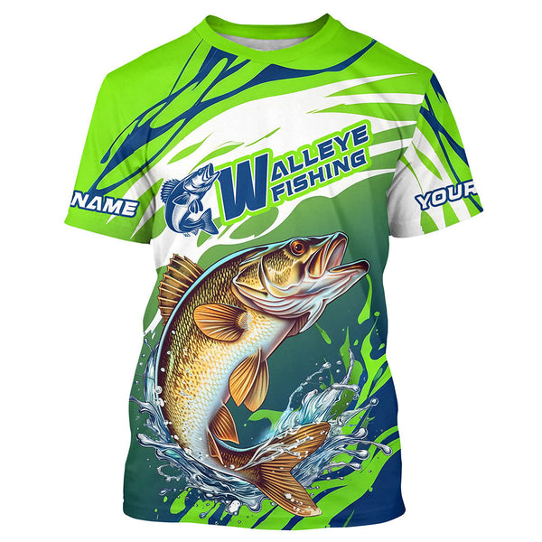 Personalized Walleye Fishing Jerseys, Walleye Fishing Long Sleeve Tournament Fishing Shirts IPHW7026