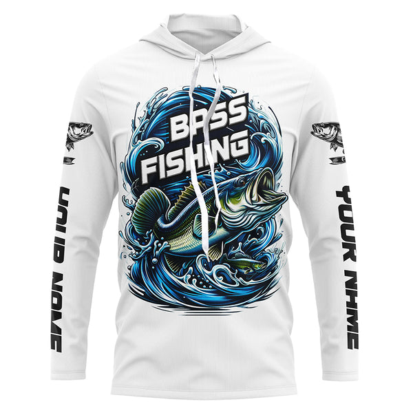 Custom Largremouth Bass Long Sleeve Tournament Fishing Shirts, Uv Protection Bass Fishing Shirt IPHW5937