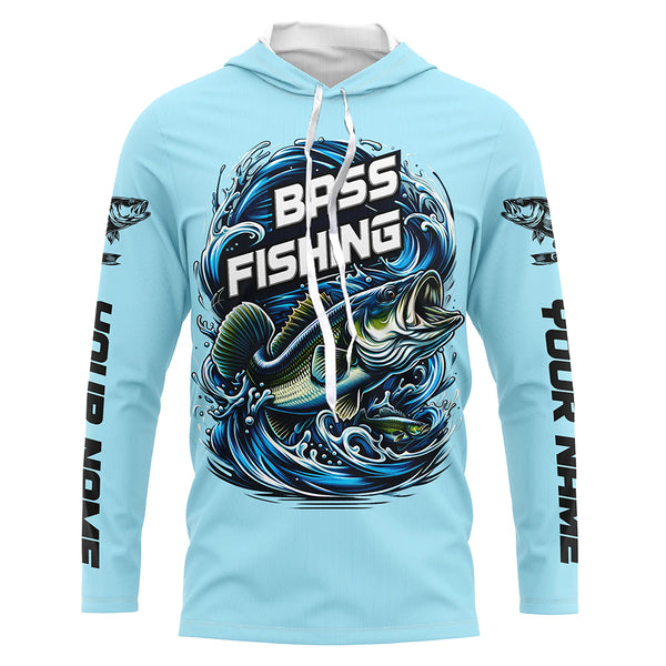 Custom Largremouth Bass Long Sleeve Tournament Fishing Shirts, Uv Protection Bass Fishing Shirt IPHW5938