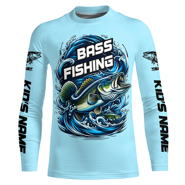 Custom Largremouth Bass Long Sleeve Tournament Fishing Shirts, Uv Protection Bass Fishing Shirt IPHW5938