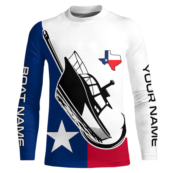 Custom Deep Sea Fishing Shirts With Boat Name, Texas Flag Saltwater Fishing Shirts IPHW4903