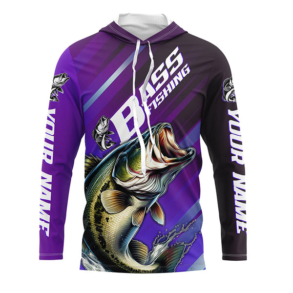 Personalized Bass Fishing Jerseys, Custom Name Bass Long Sleeve Tournament Fishing Shirts IPHW5876