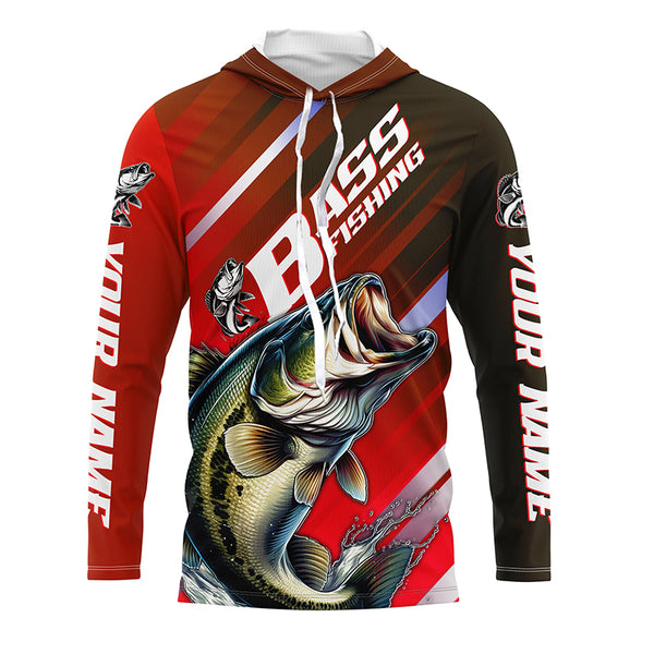 Personalized Bass Fishing Jerseys, Custom Name Bass Long Sleeve Tournament Fishing Shirts IPHW5876