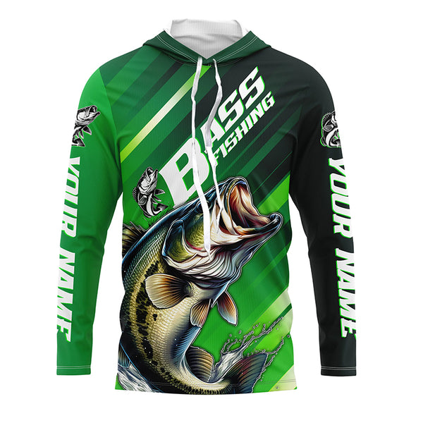 Personalized Bass Fishing Jerseys, Custom Name Bass Long Sleeve Tournament Fishing Shirts IPHW5876