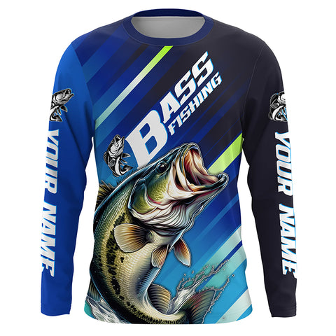 Personalized Bass Fishing Jerseys, Custom Name Bass Long Sleeve Tournament Fishing Shirts IPHW5876