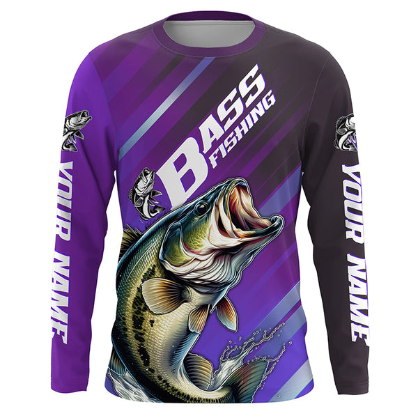 Personalized Bass Fishing Jerseys, Custom Name Bass Long Sleeve Tournament Fishing Shirts IPHW5876