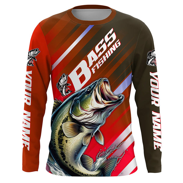 Personalized Bass Fishing Jerseys, Custom Name Bass Long Sleeve Tournament Fishing Shirts IPHW5876