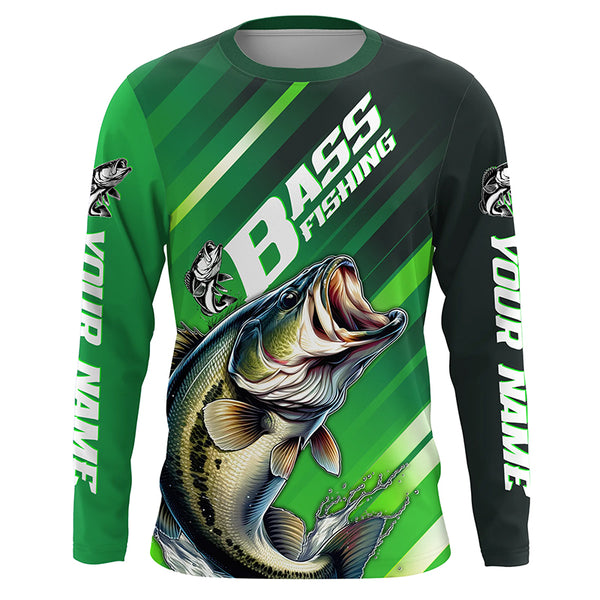 Personalized Bass Fishing Jerseys, Custom Name Bass Long Sleeve Tournament Fishing Shirts IPHW5876