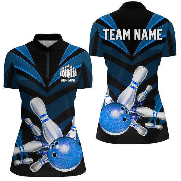 Blue Bowling Jersey Strike Bowling Team Shirts, Custom Bowling Uniforms For Women And Women IPHW7106