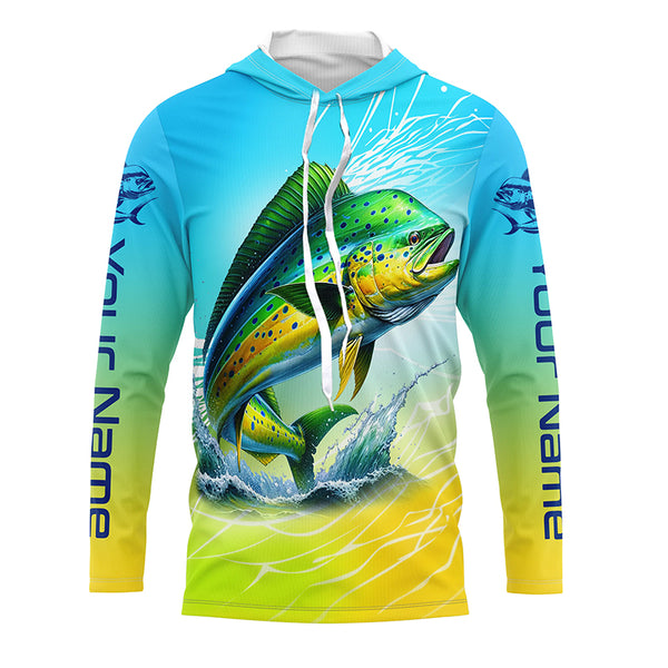 Personalized Mahi Mahi Fishing Long Sleeve Performance Shirts, Mahimahi Fishing Saltwater Jerseys IPHW6376