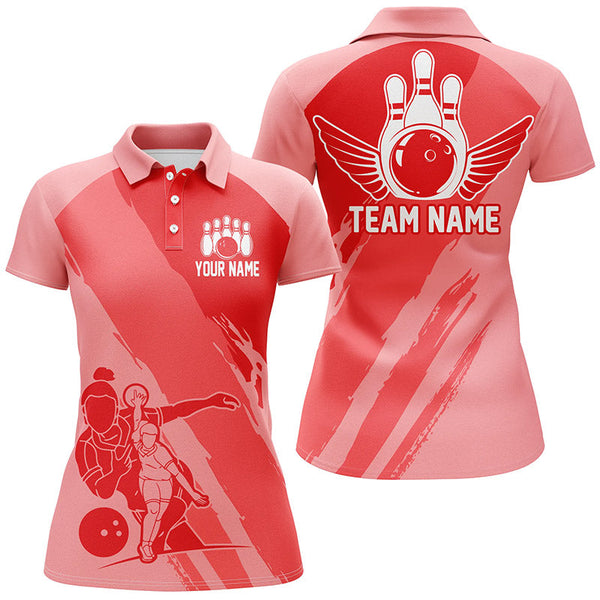Custom Bowling Shirts For Women, Bowling Queen Team Jerseys, Bowling Girls Shirt | Red IPHW4618