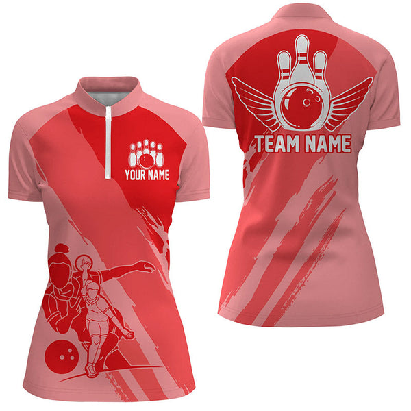 Custom Bowling Shirts For Women, Bowling Queen Team Jerseys, Bowling Girls Shirt | Red IPHW4618