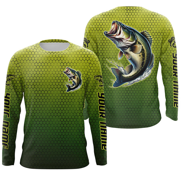 Bass Fishing Custom Long Sleeve Tournament Fishing Shirts, Bass Fisherman Fishing Jerseys IPHW6415
