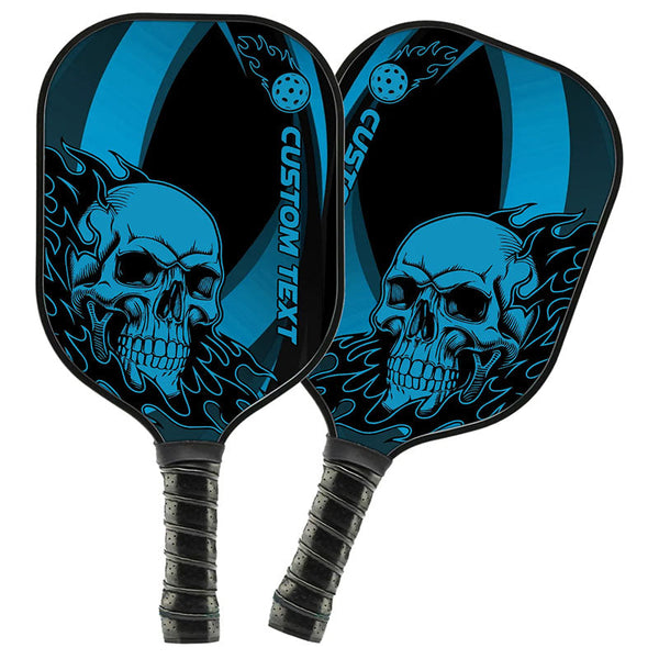 Black And Blue Flame Skull Custom Pickleball Paddle, Halloween Pickleball Paddles Pickleball Gifts IPHW7471
