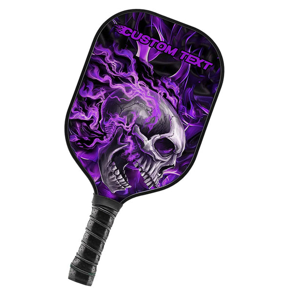 Purple Flame Skull Custom Pickleball Paddle For Men And Women, Halloween Pickleball Gifts Pickleball Rackets IPHW7475
