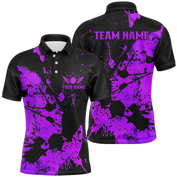 Custom Name Black And Purple Bowling Team Shirts For Men And Women, Bowling League Jerseys IPHW6432