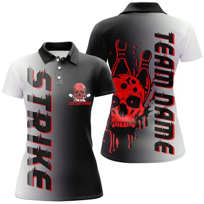 Custom Strike Bowling Team Shirts For Women, Skull Bowling Jerseys With Team Name | Red IPHW6440