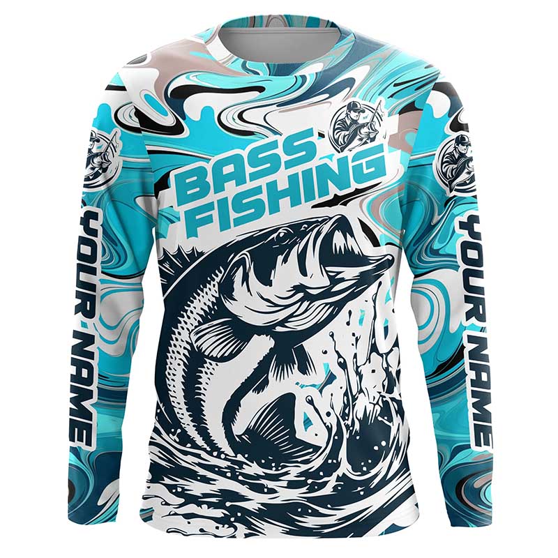Personalized Bass Fishing Tournament Long Sleeve Fishing Shirts, Multi-Color Bass Fishing Jerseys IPHW5787 Tealblue