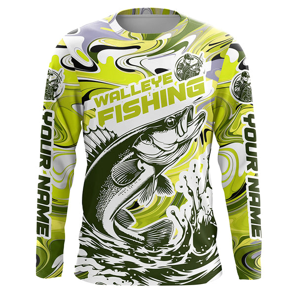 Personalized Walleye Fishing Tournament Long Sleeve Fishing Shirts, Multi-Color Walleye Fishing Jerseys IPHW5887