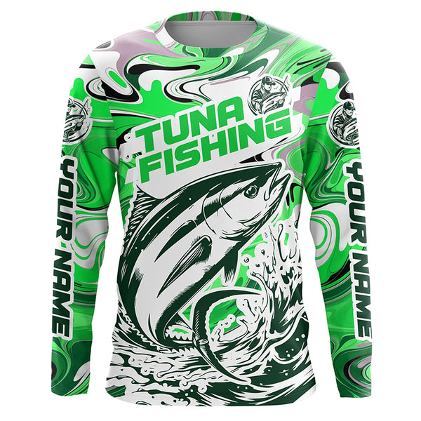 Personalized Tuna Saltwater Fishing Long Sleeve Fishing Shirts, Multi-Color Tuna Fishing Jerseys IPHW5888