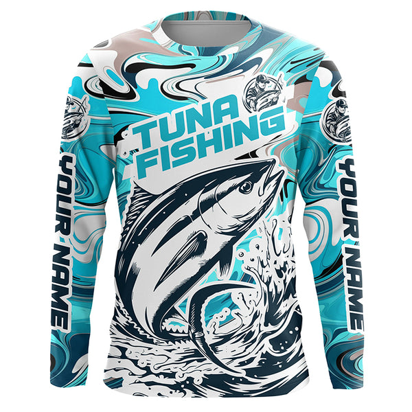 Personalized Tuna Saltwater Fishing Long Sleeve Fishing Shirts, Multi-Color Tuna Fishing Jerseys IPHW5888