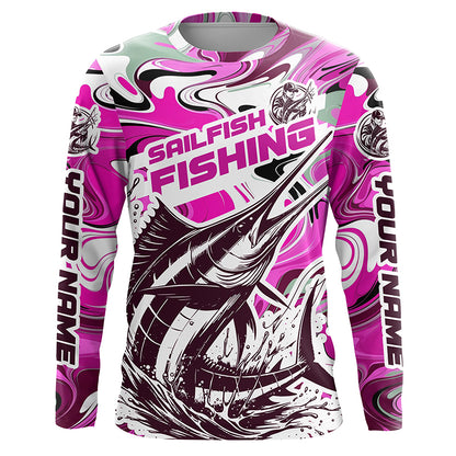 Personalized Sailfish Saltwater Fishing Long Sleeve Fishing Shirts, Multi-Color Sailfish Fishing Jerseys IPHW5889