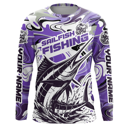 Personalized Sailfish Saltwater Fishing Long Sleeve Fishing Shirts, Multi-Color Sailfish Fishing Jerseys IPHW5889