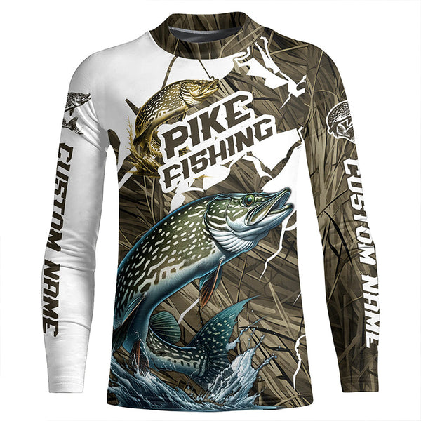 Custom Pike Fishing Long Sleeve Tournament Fishing Shirts, Pike Fishing Jerseys IPHW6452