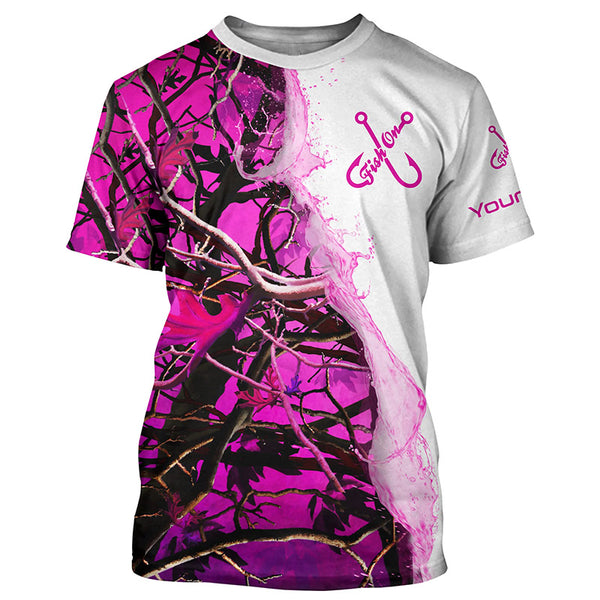 Fish On Pink Camo Custom Long Sleeve Performance Fishing Shirts,  Camo Fishing Jerseys IPHW4851