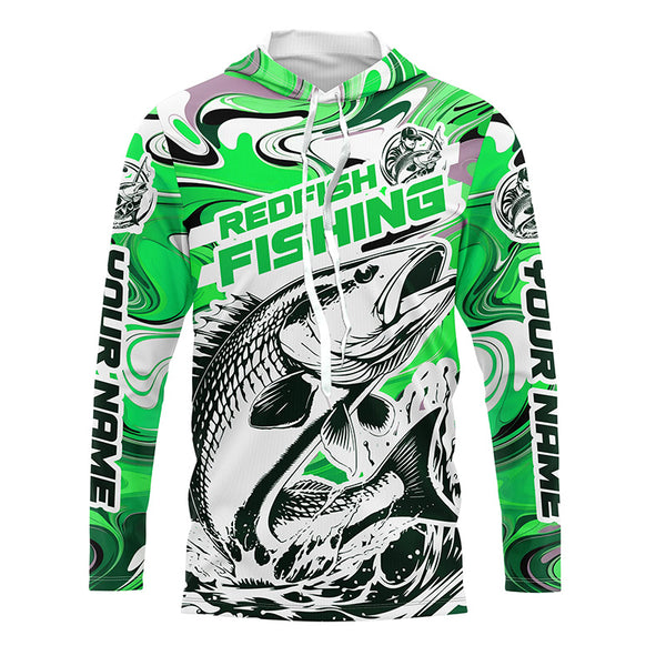 Redfish Fishing Custom Performance Long Sleeve Uv Shirts, Saltwater Camo Fishing Shirt | Green IPHW6156