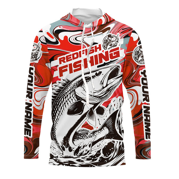 Redfish Fishing Custom Performance Long Sleeve Uv Shirts, Saltwater Camo Fishing Shirt | Red IPHW6159