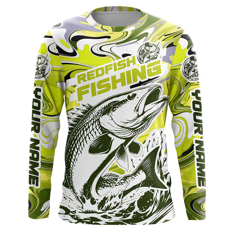 Redfish Fishing Custom Performance Long Sleeve Uv Shirts, Saltwater Camo Fishing Shirt | Yellow IPHW6161
