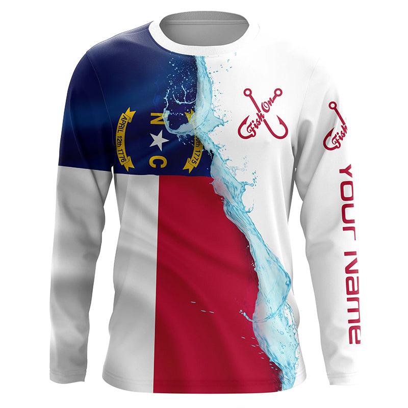 North Carolina Flag Custom Long Sleeve Performance Fishing Shirts, NC –  Myfihu