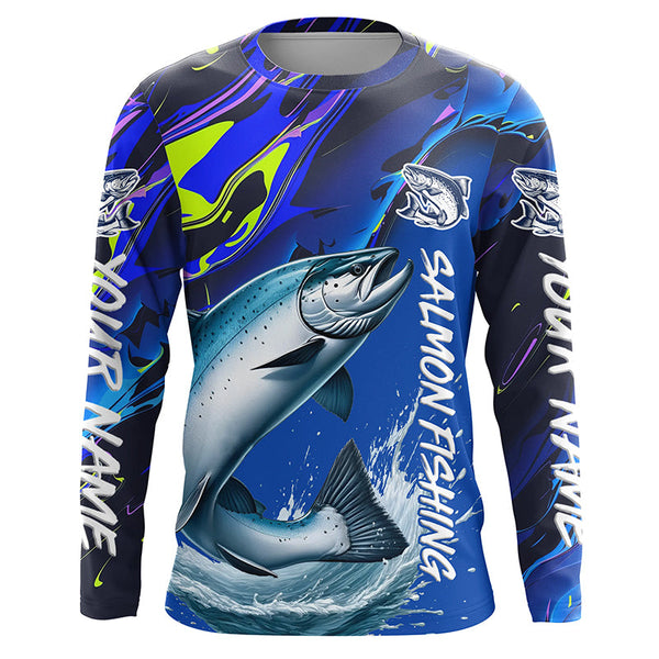 Personalized Chinook Salmon Long Sleeve Fishing Shirts, King Salmon Fishing Jerseys IPHW6537
