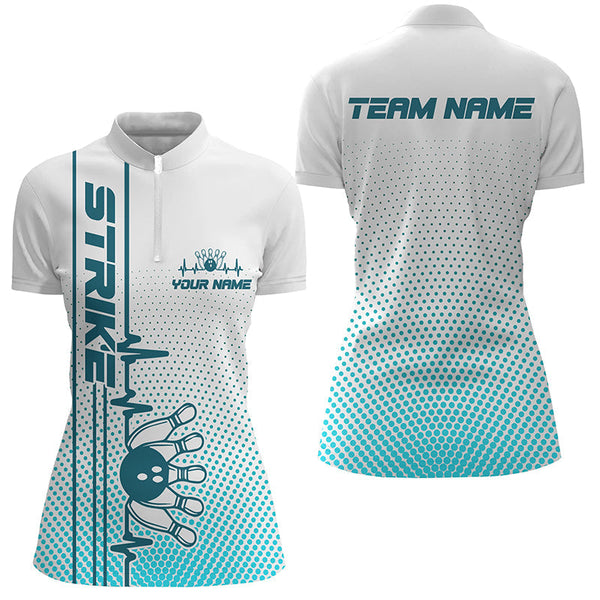 Strike Bowling Custom Bowling Shirts For Women Bowling Team Jerseys Bowlers Outfits | Blue IPHW5504