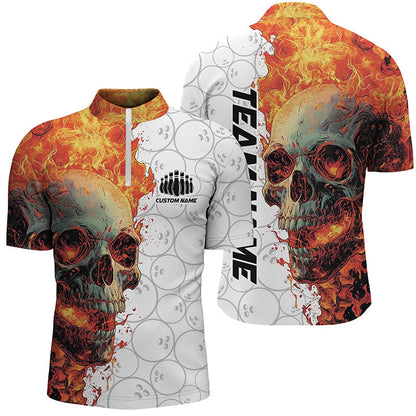 Personalized Skull Bowling Shirt For Men And Women Custom Team'S Name Flame Bowler Jerseys IPHW5810