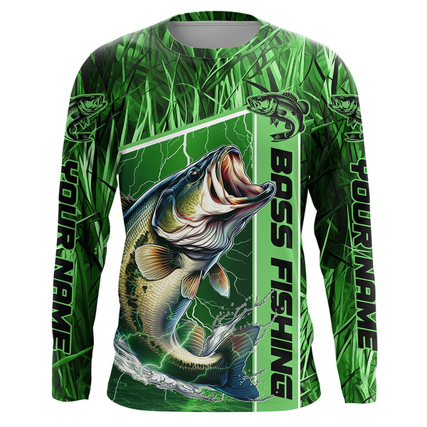 Custom Multi-Color Camo Bass Long Sleeve Tournament Fishing Shirts, Personalized Bass Fishing Jerseys IPHW5826
